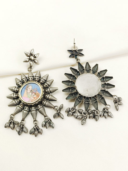 Mriganshi Multi Colour Oxidized Earring