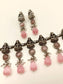 Ridhanshi Baby Pink Oxidized Silver Necklace Set