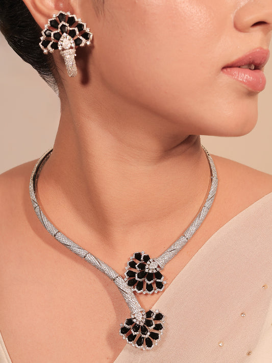 Sylvie Black American Diamond Hasli Styled Set
