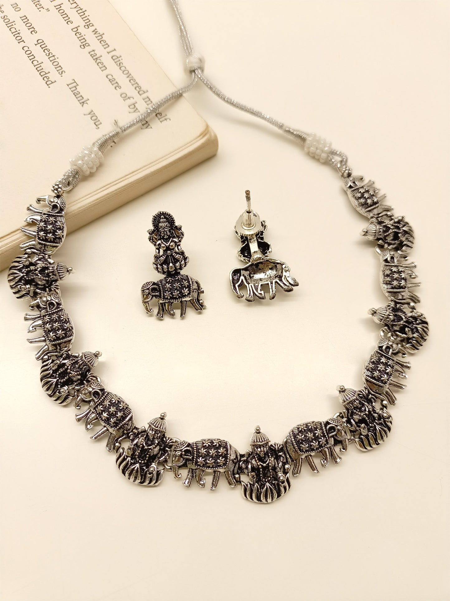 Aashrita Temple Oxidized Necklace Set