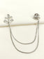 Avanya Silver Anchor & Wheel Brooch Pin With Chain