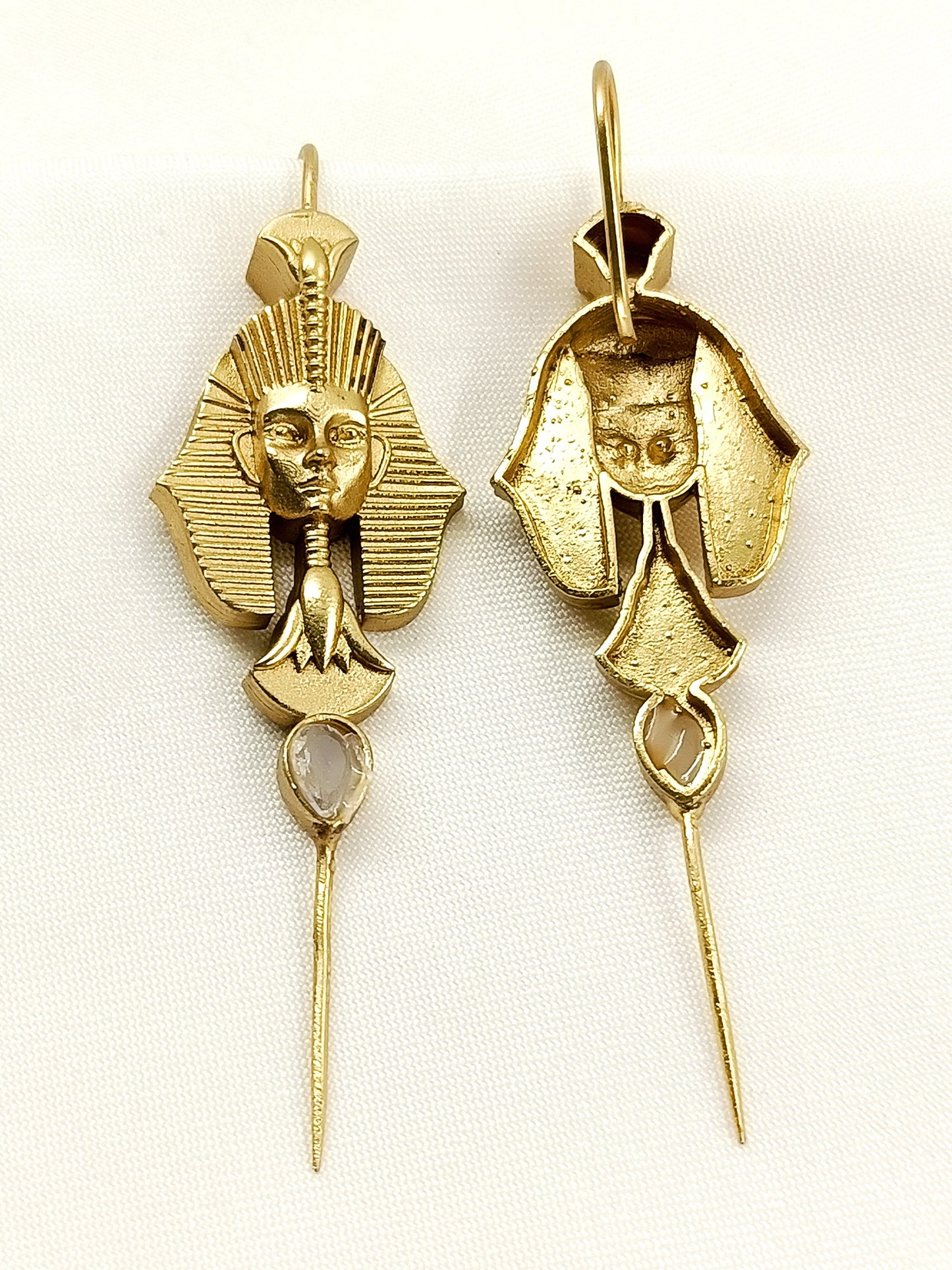 Arush White Egyptian Revival Men's Earrings