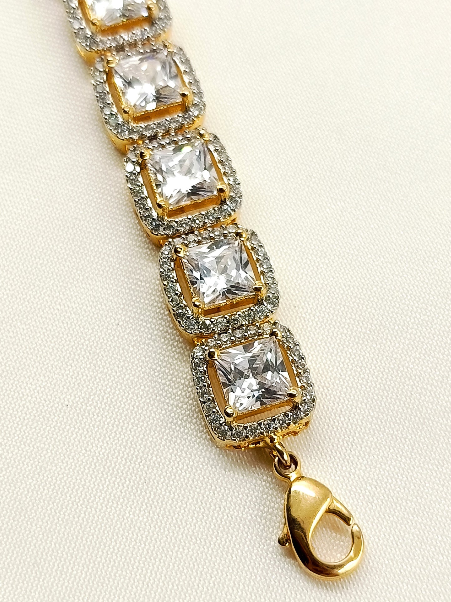 Vandita American Diamond Gold Plated Flexible Bracelet