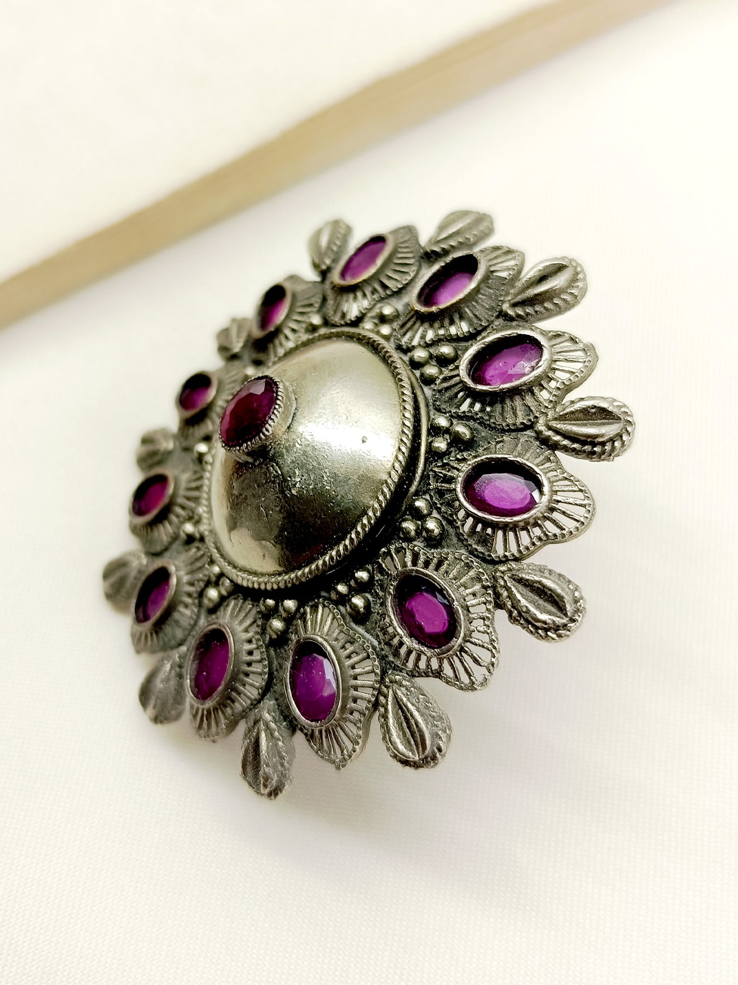 Azeen Ruby Oxidized Finger Ring