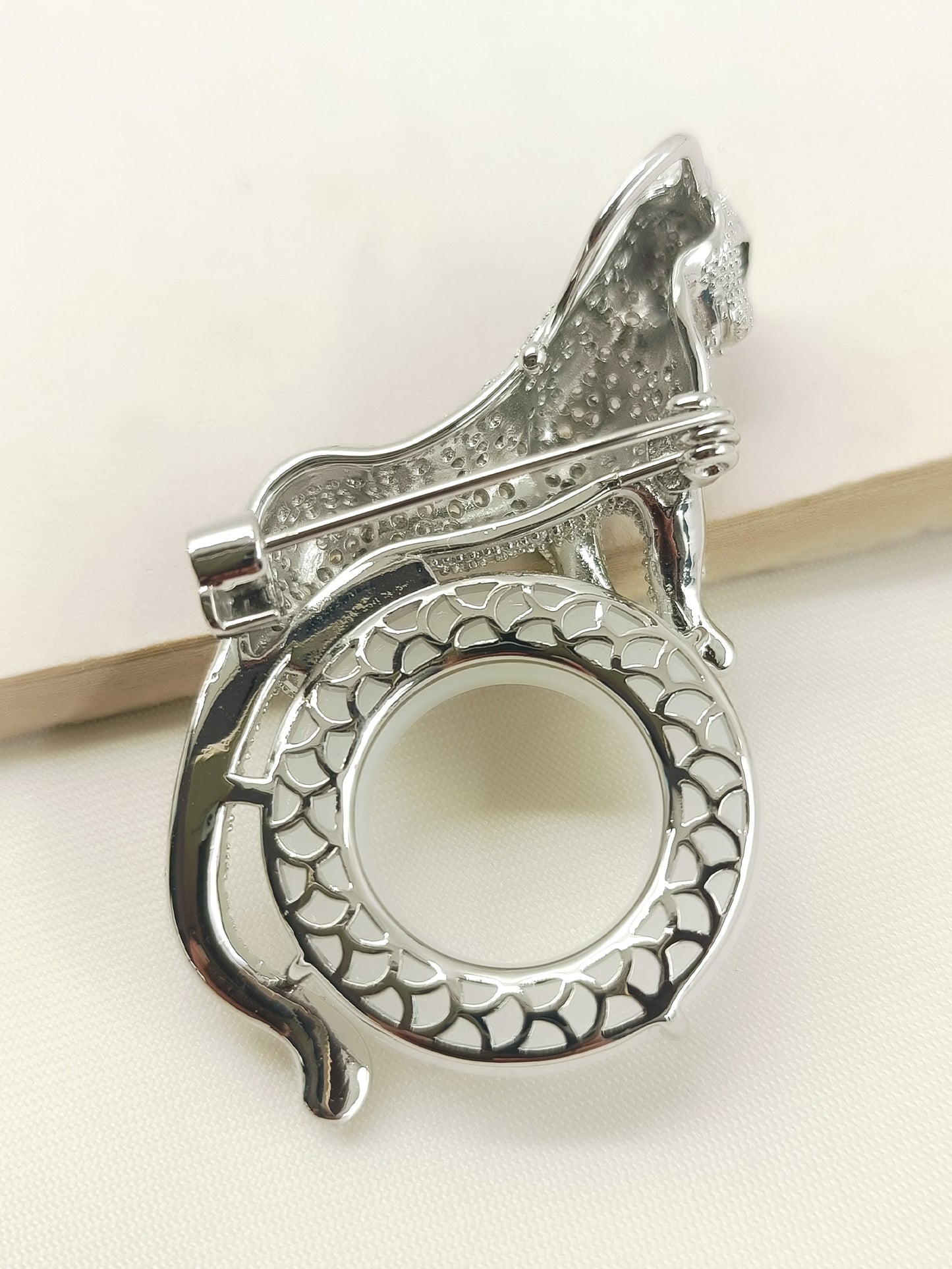 Sakina White Leopard Brooch