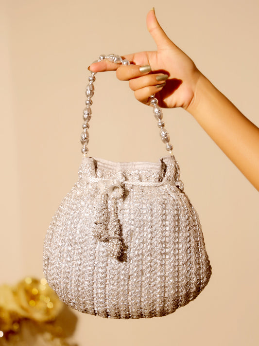 Subhika Silver Potli Bag