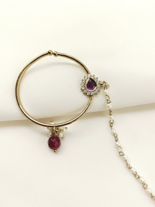 Rachna Maroon Kundan Nath