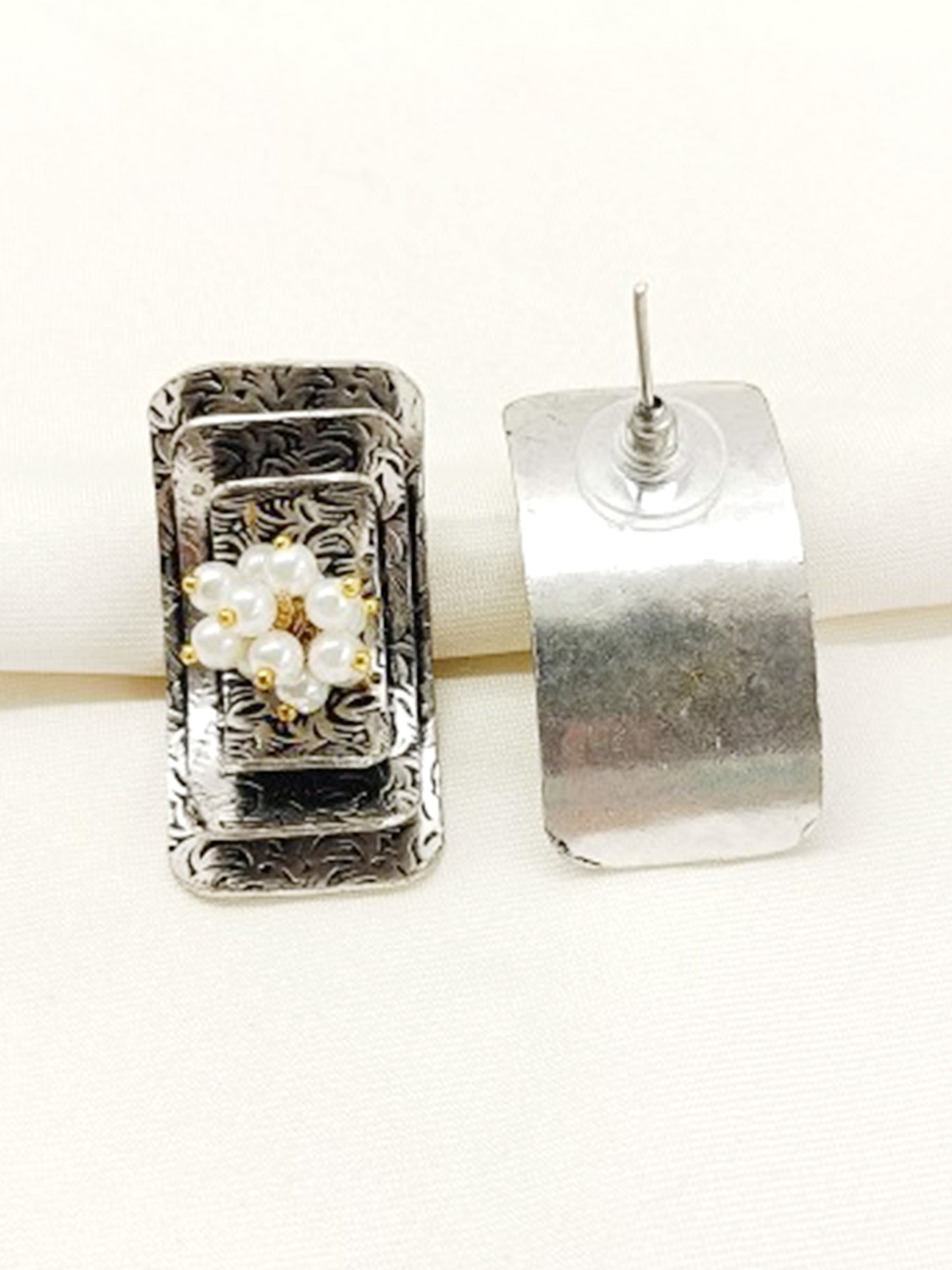 Chandrea White Pearl Oxidized Tops