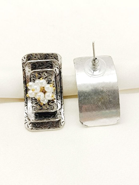 Chandrea White Pearl Oxidized Tops