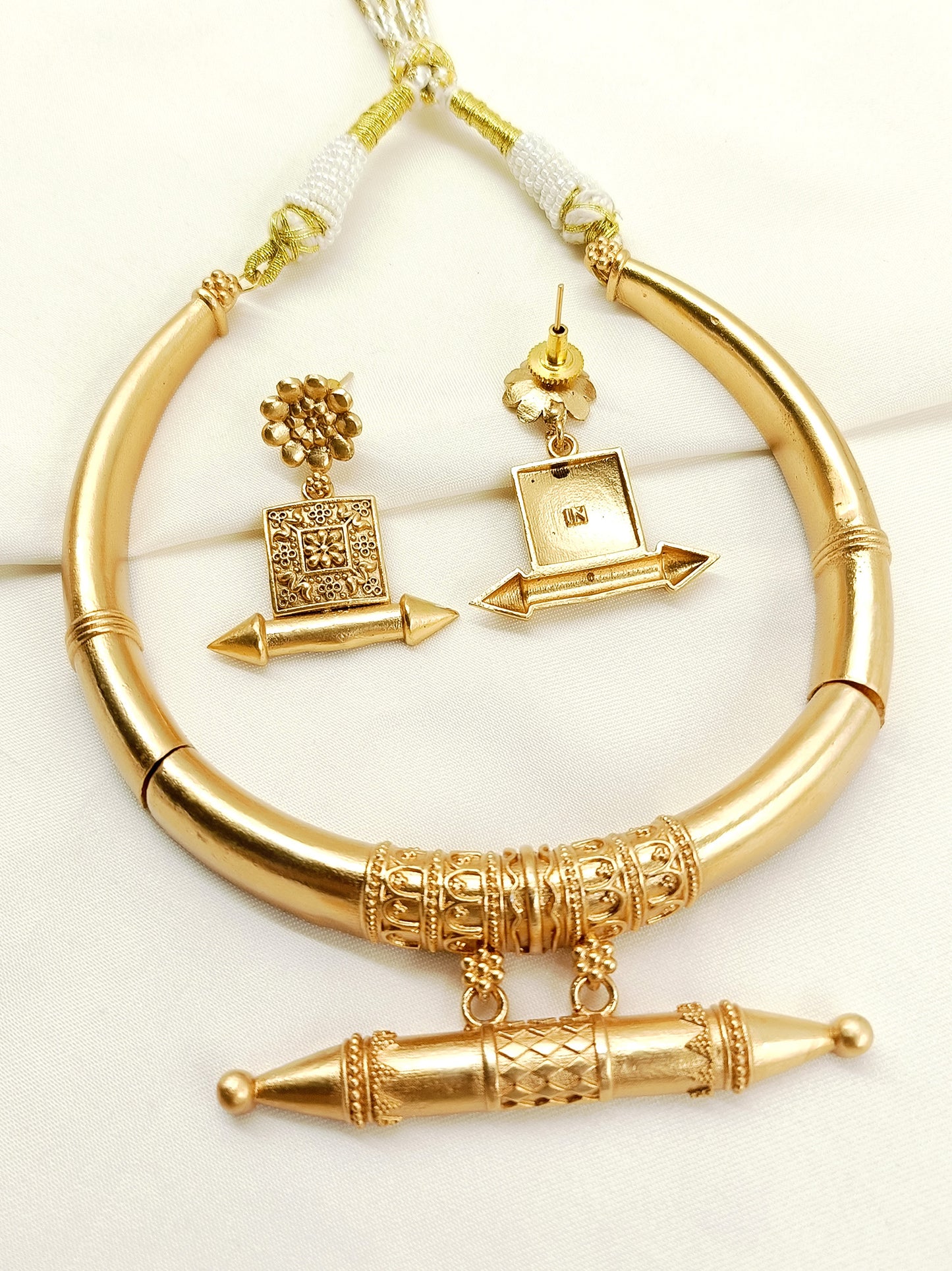 Azma Golden Oxidized Hasli Styled Choker Set