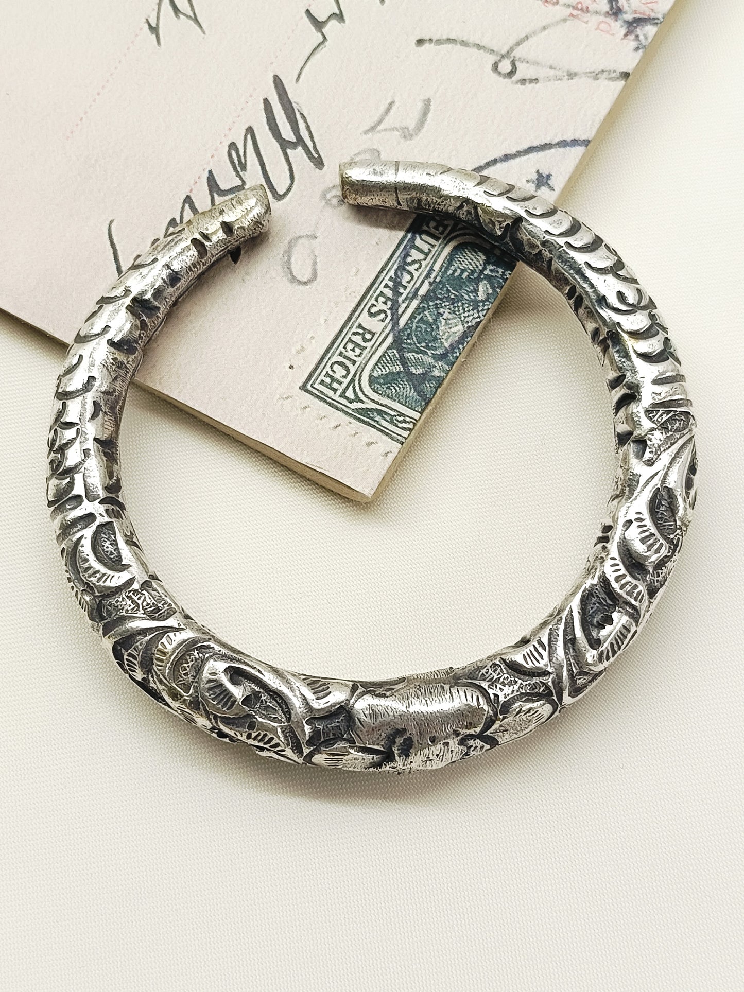Yogi Heritage Oxidized Carved Men's Bracelet