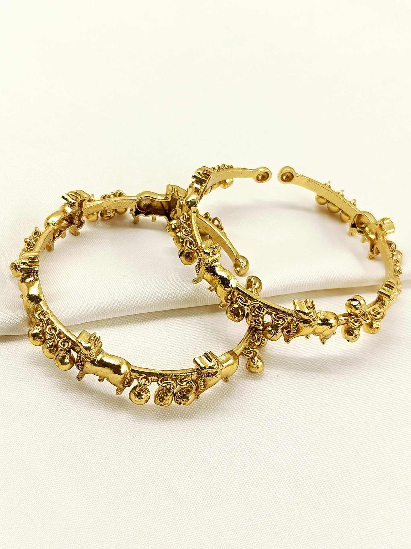 Ravalee Golden Cow Ghungroo Oxidized Bangles
