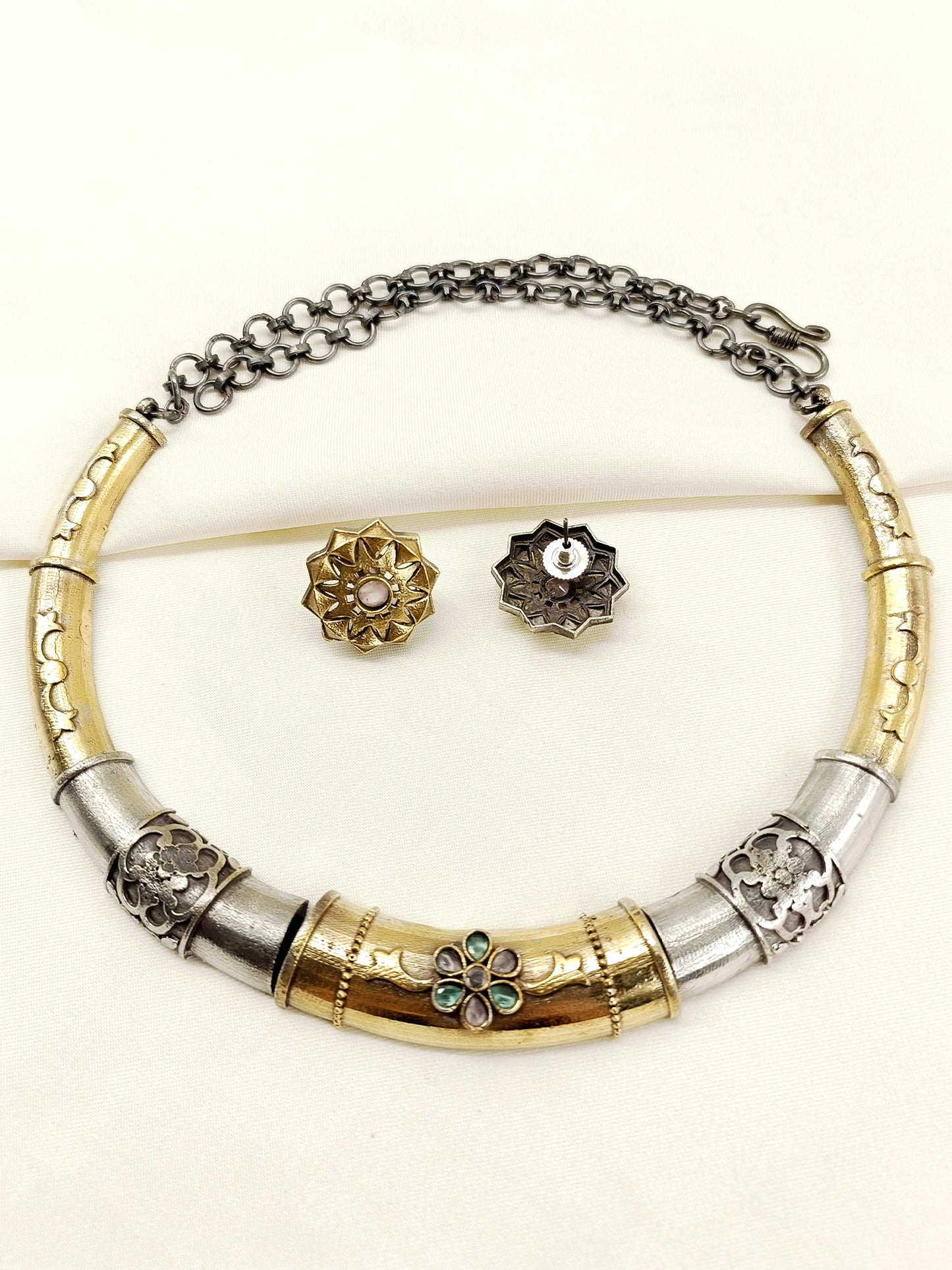 Pavani M&G Oxidized Hasli Styled Choker Set