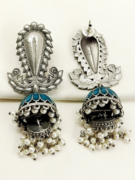 Aruna Firozi Oxidized Jhumki