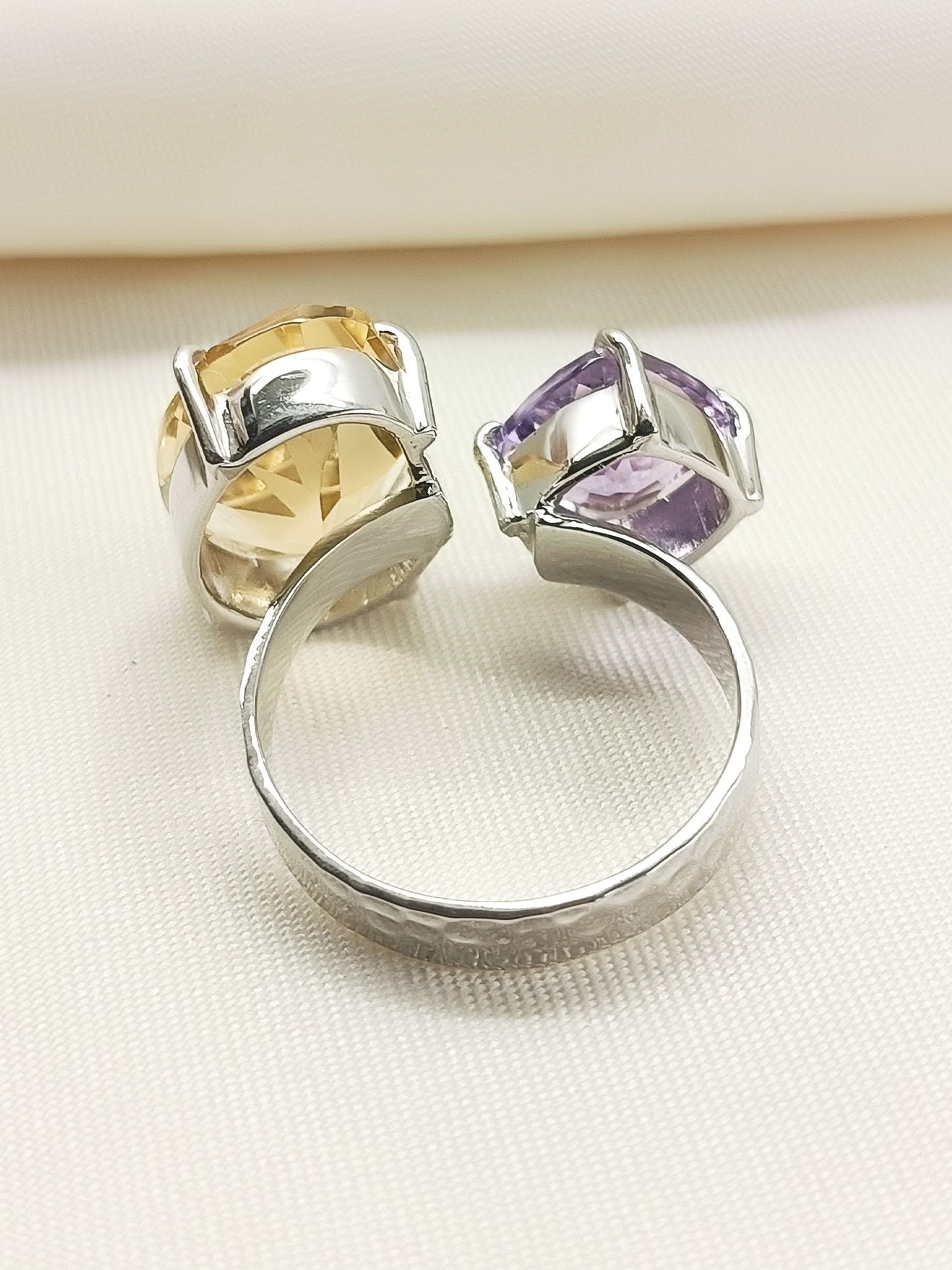 Pragti Multi Colour 92.5 Silver Amethyst Stone Finger Ring