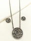 Mishkad Plain Round Floral Oxidized Pendant Set