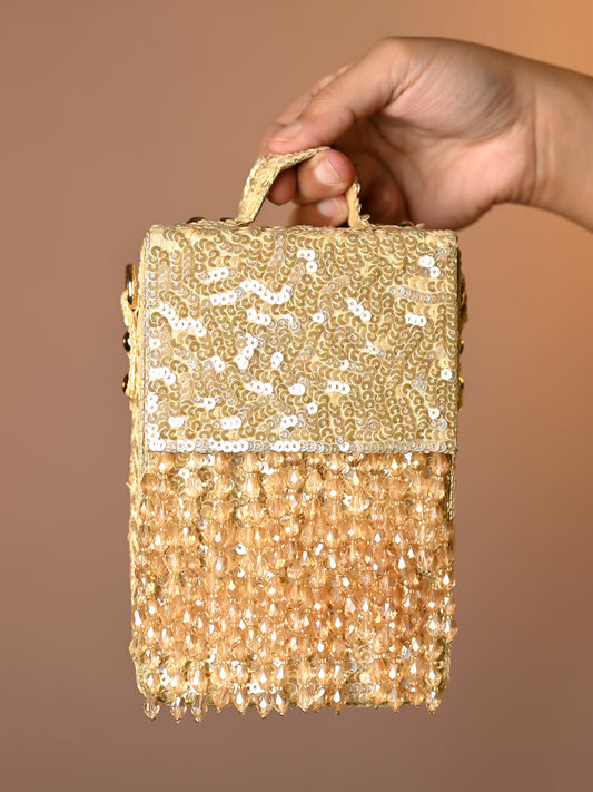 Hayat Golden Sequence Box Style Clutch