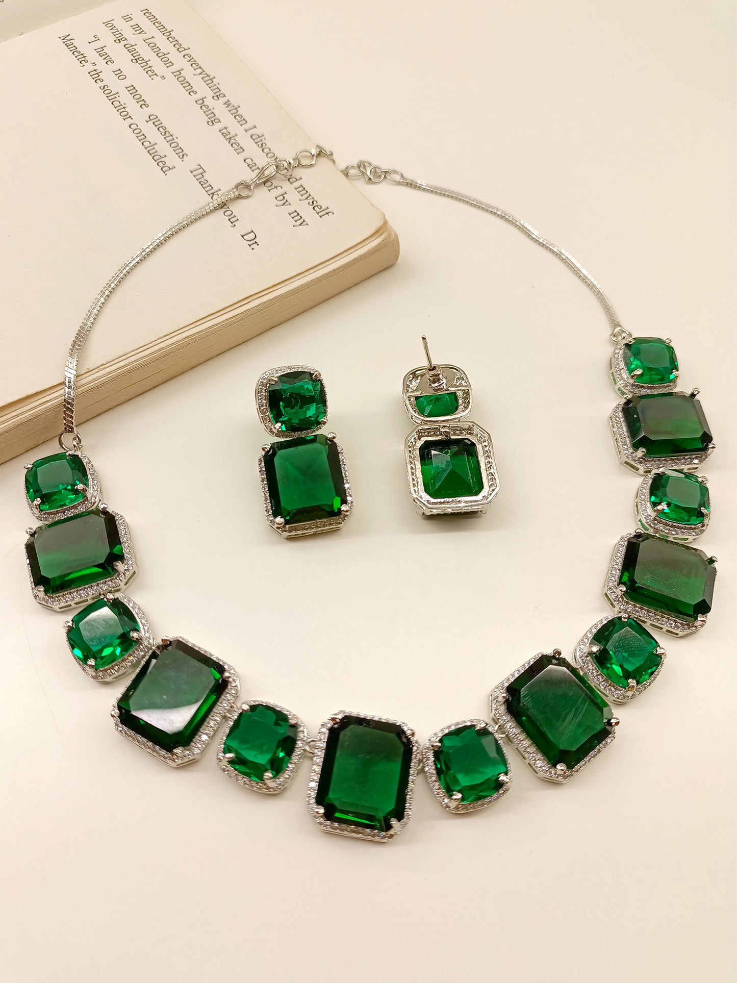 Echo Green American Diamond Necklace Set