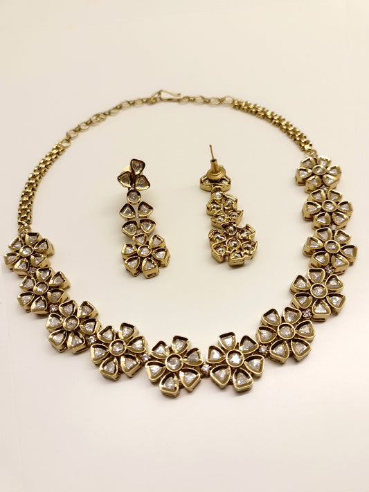 Gianna White Polki Necklace Set