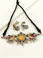 Jigna Yellow Oxidized Dual-Tone Peacock Navratna Choker Set