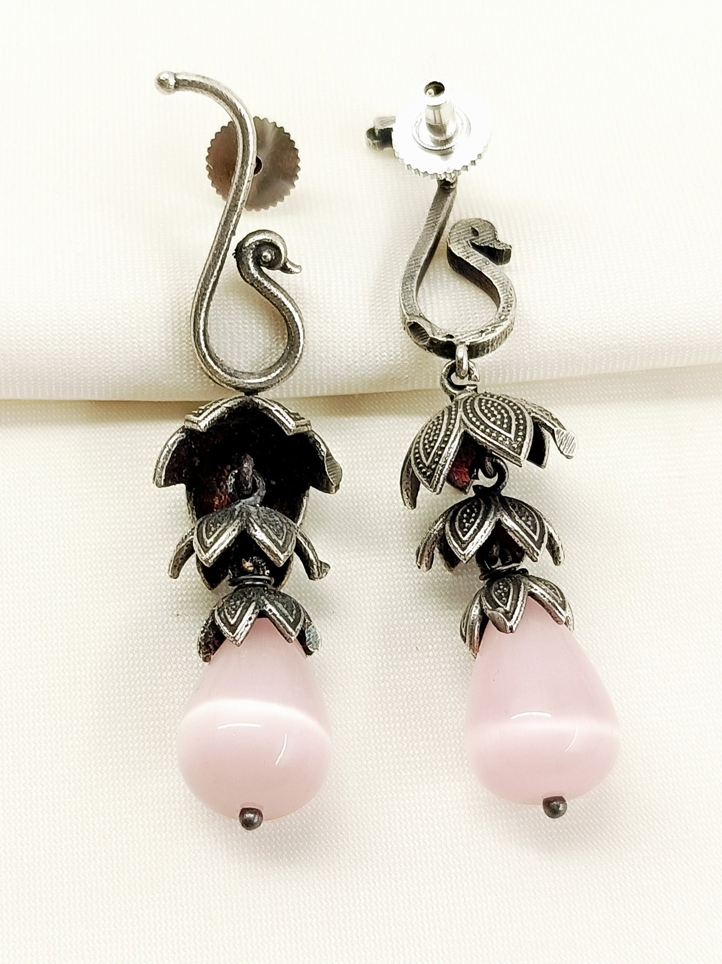 Elaura Baby Pink Oxidized Jhumki