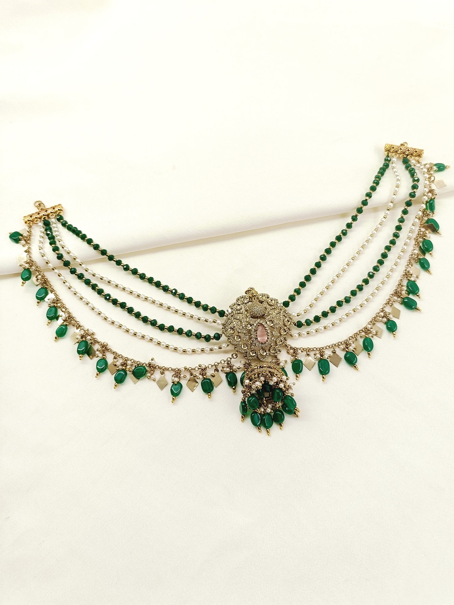 Bhagyalaxmi Green Hair Brooch