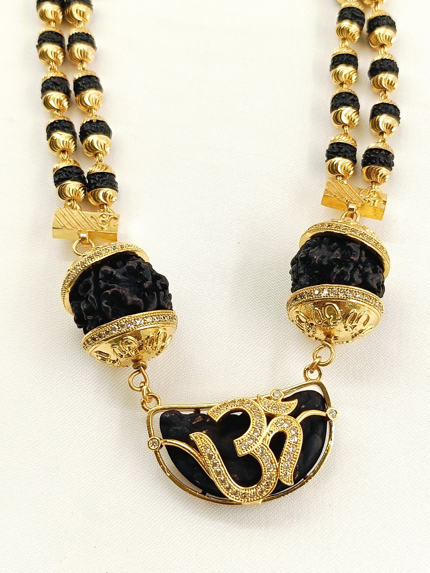 Upkaar Golden Men's Rudraksha Mala with Om Pendant