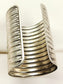 Celine Oxidized Silver Ribbed Broad Cuff Bracelet