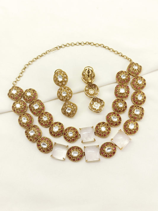 Chhaya Pink Antique Necklace Set
