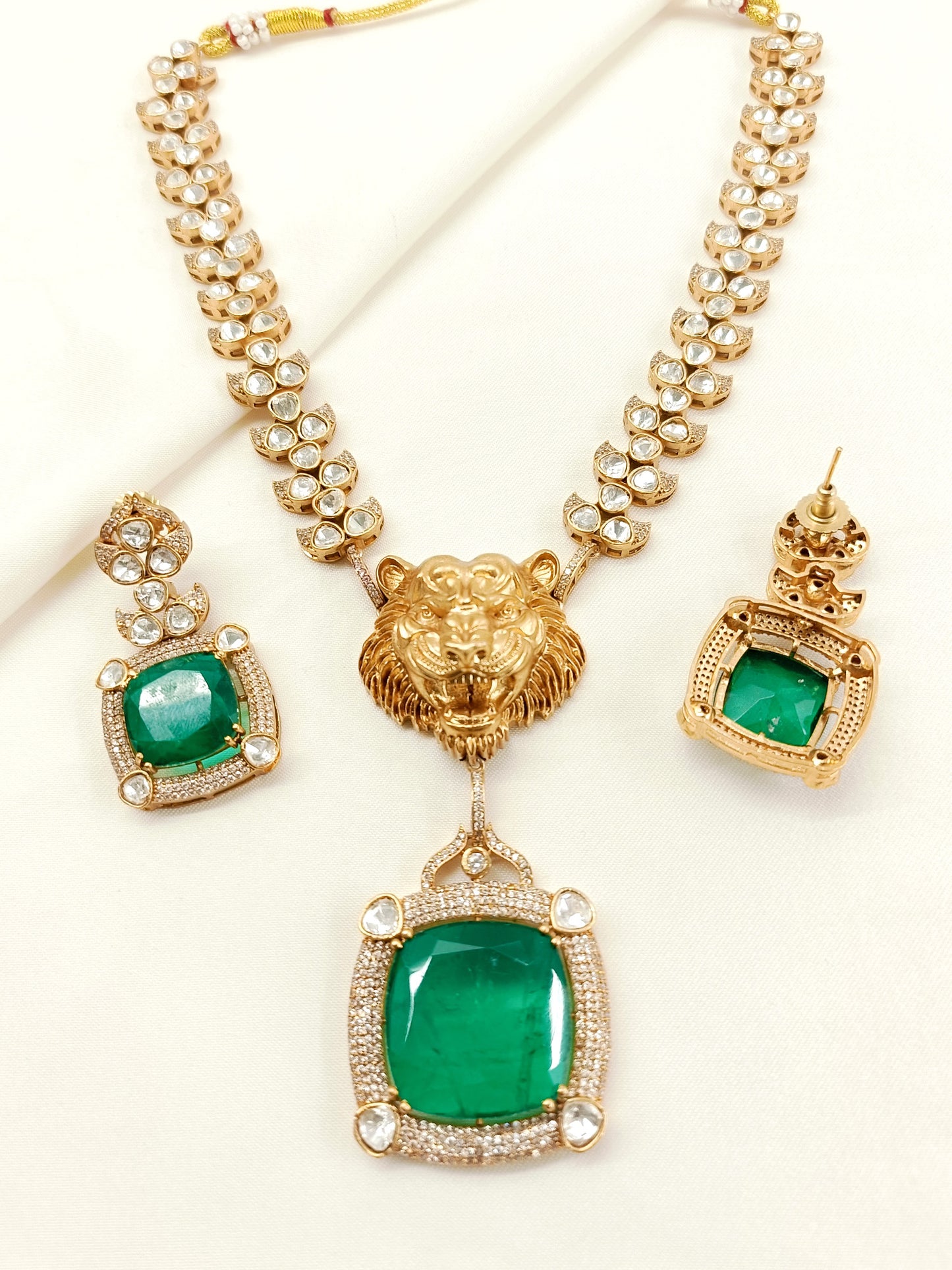 Irina Green Kundan Necklace Set