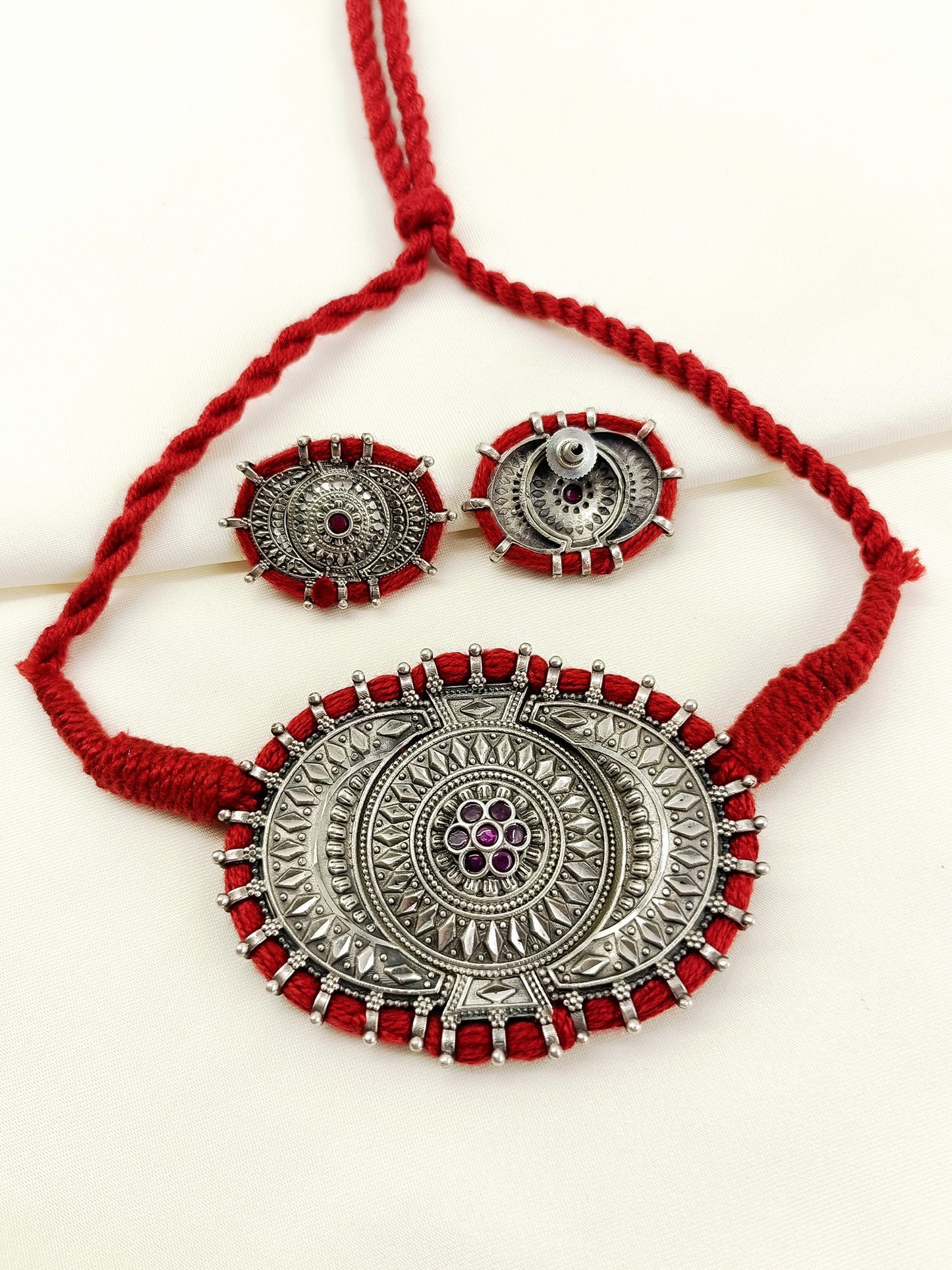 Manju Ruby Oxidized Choker Set