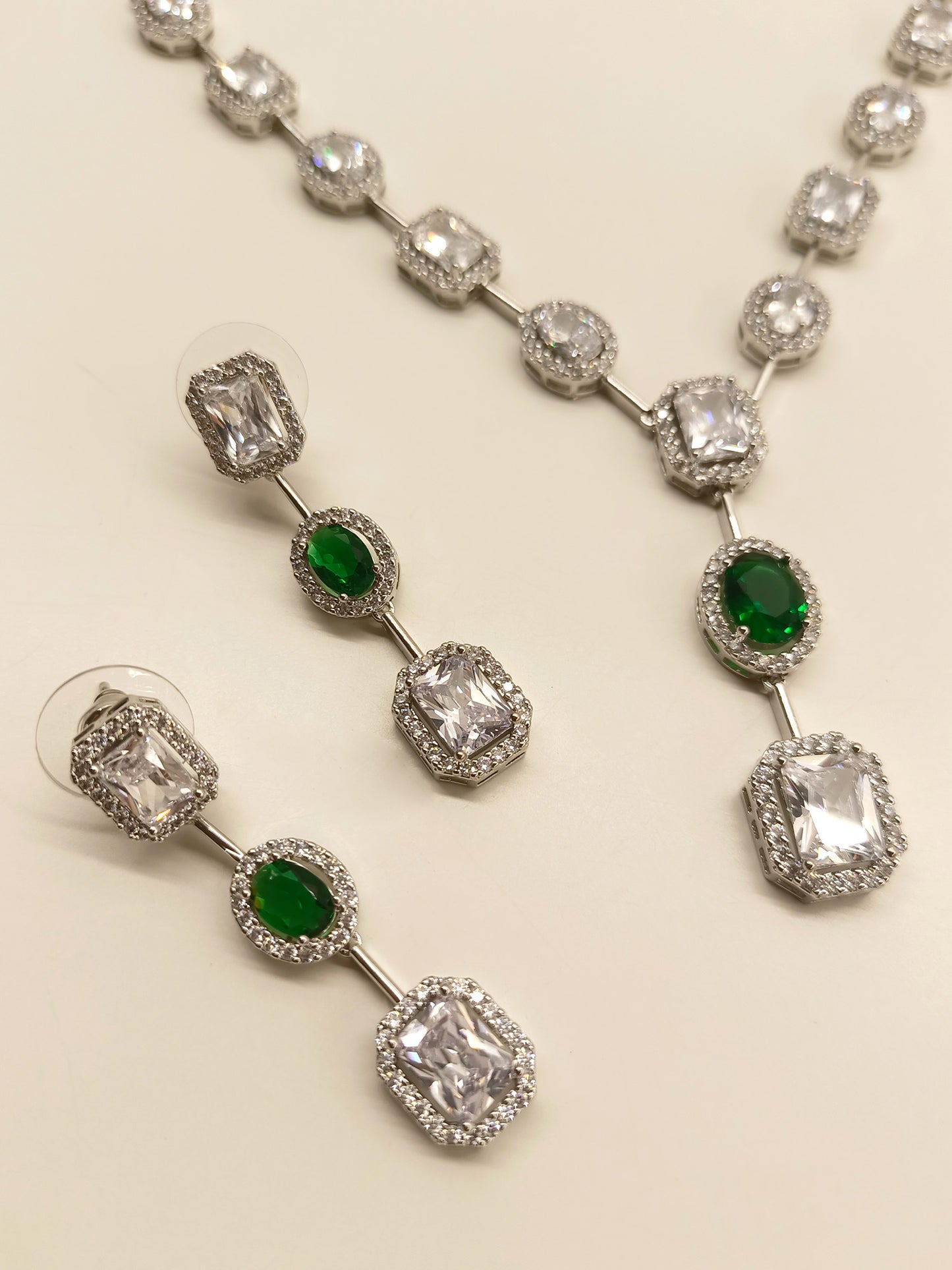 Monjima Emerald American Diamond  Set