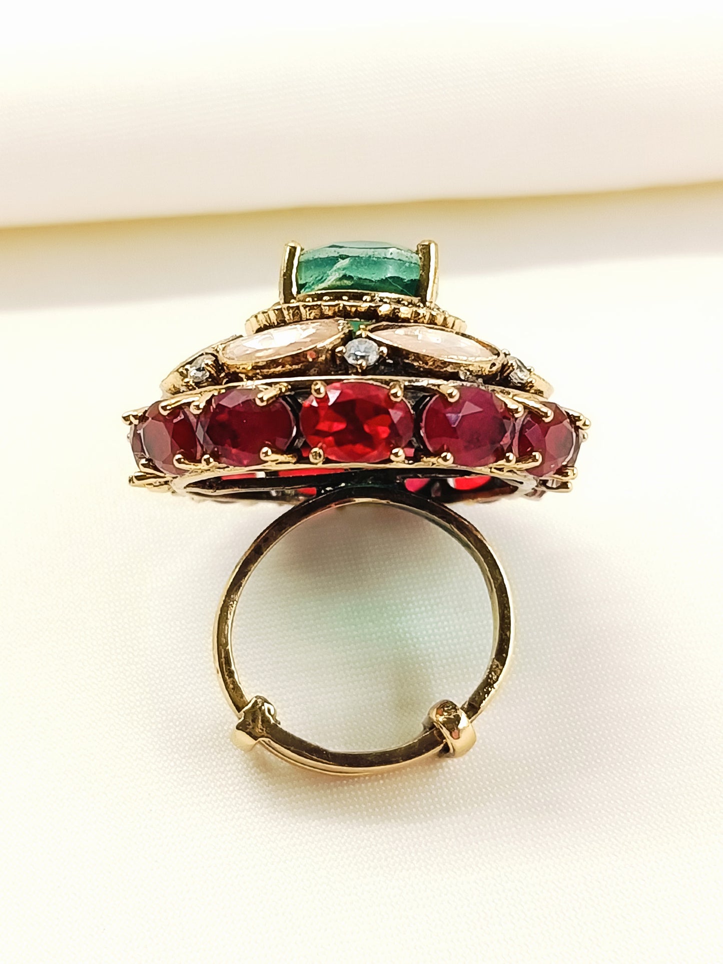 Aashiyana Victorian Emerald Ruby Crown Ring