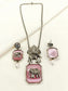 Pallavi Pink Oxidized Elephant Pendant Set