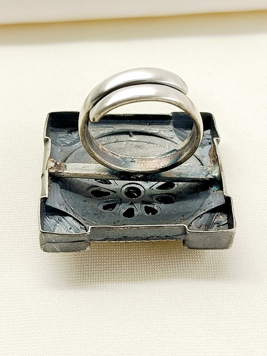 Aadhavi Black Oxidized Finger Ring