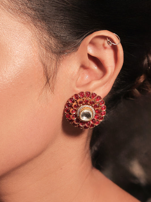 Mridula Rose Pink Diamonds Gold Plated Kundan Tops