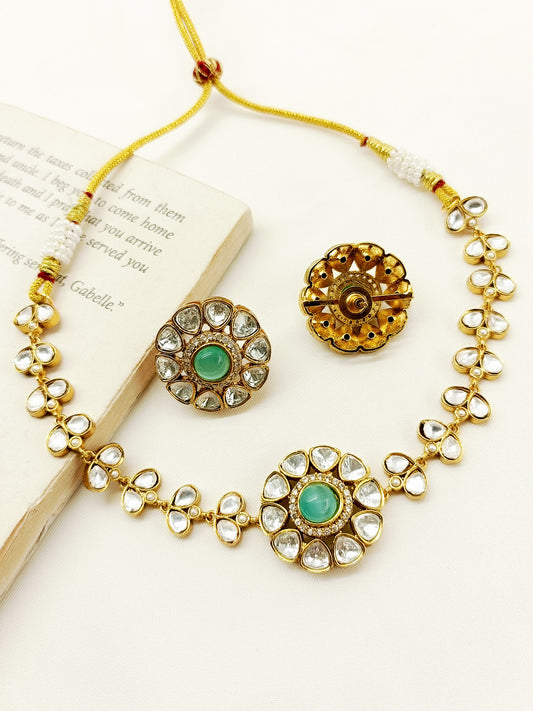 Etasha Mint Green Kundan Choker Set