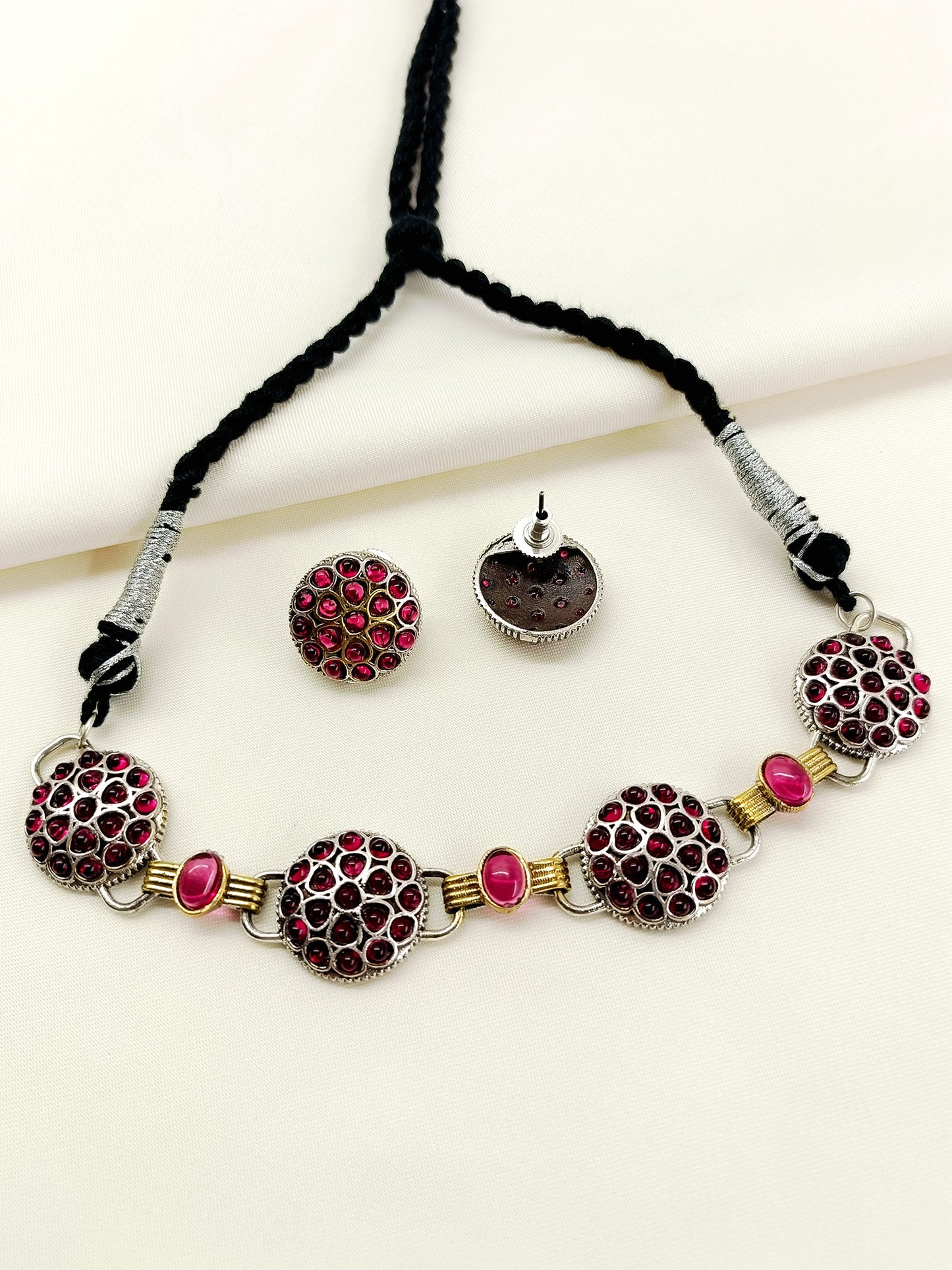 Rameshwari Ruby Oxidized Choker Set