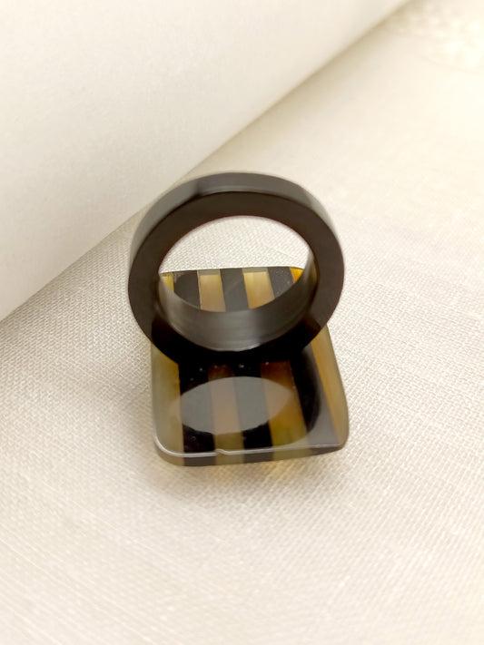Baanvi Beige Rectangular Shape Acrylic Finger Ring