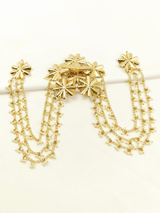 Shazahna Golden Flower Hair Brooch