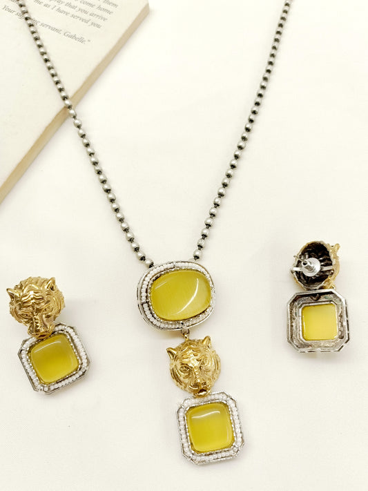 Polima Yellow Oxidized Pendant Set