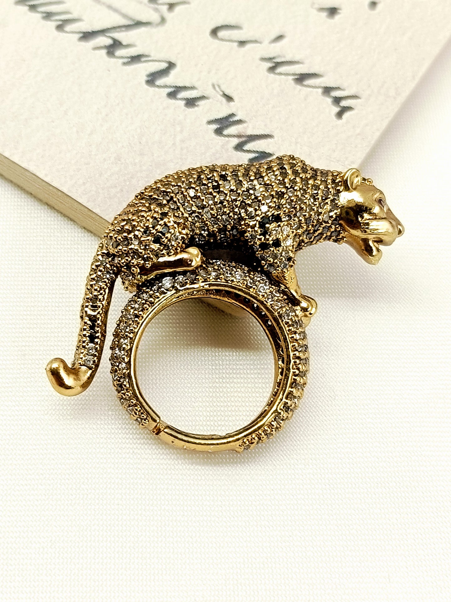 Nimral Gold Panther Statement Men's Finger Ring