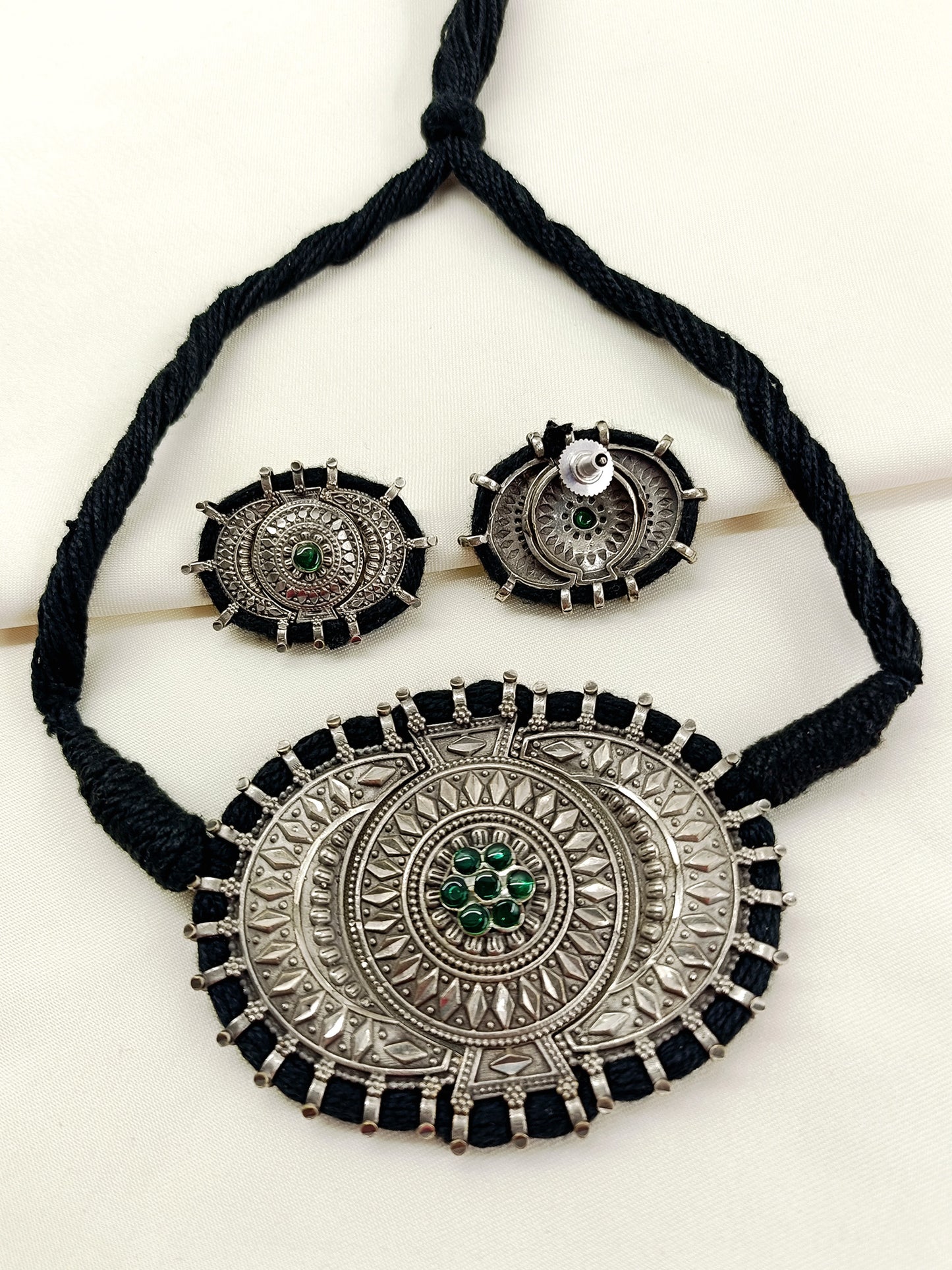 Rushali Green Oxidized Choker Set