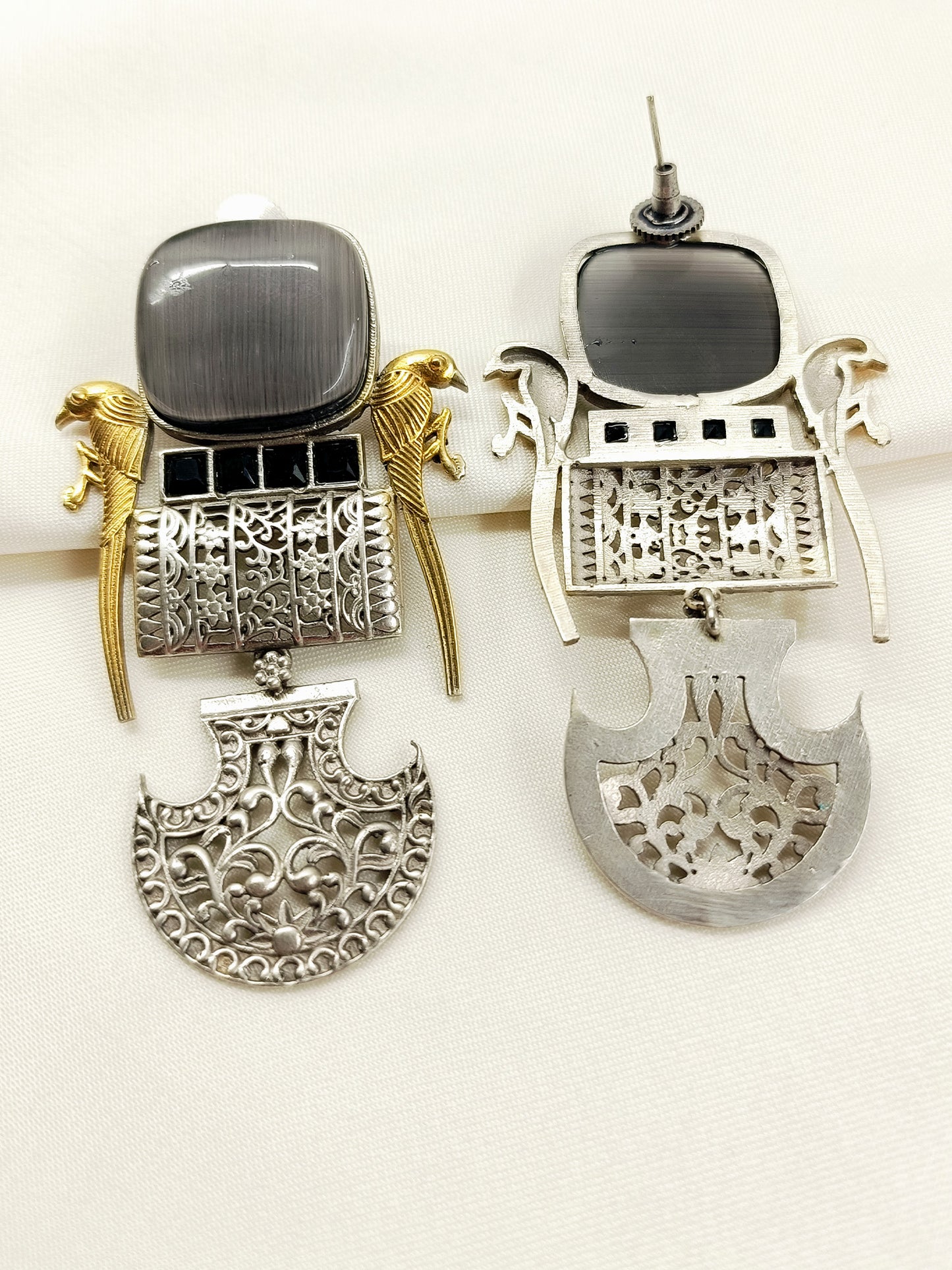 Vasulakshmi Grey Oxidized Earring