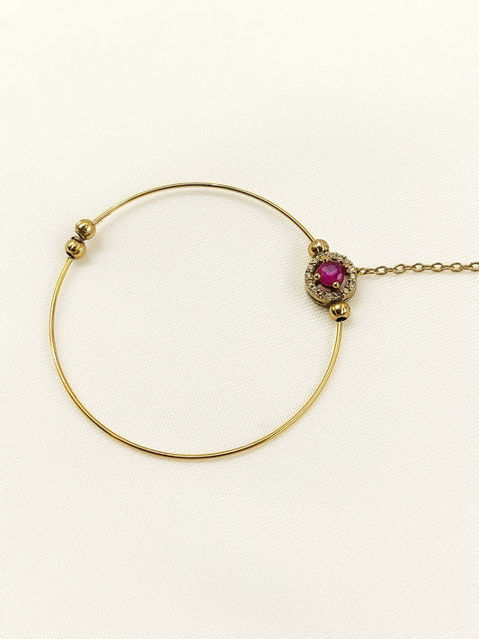 Zareenah Ruby Antique Nath with Chain