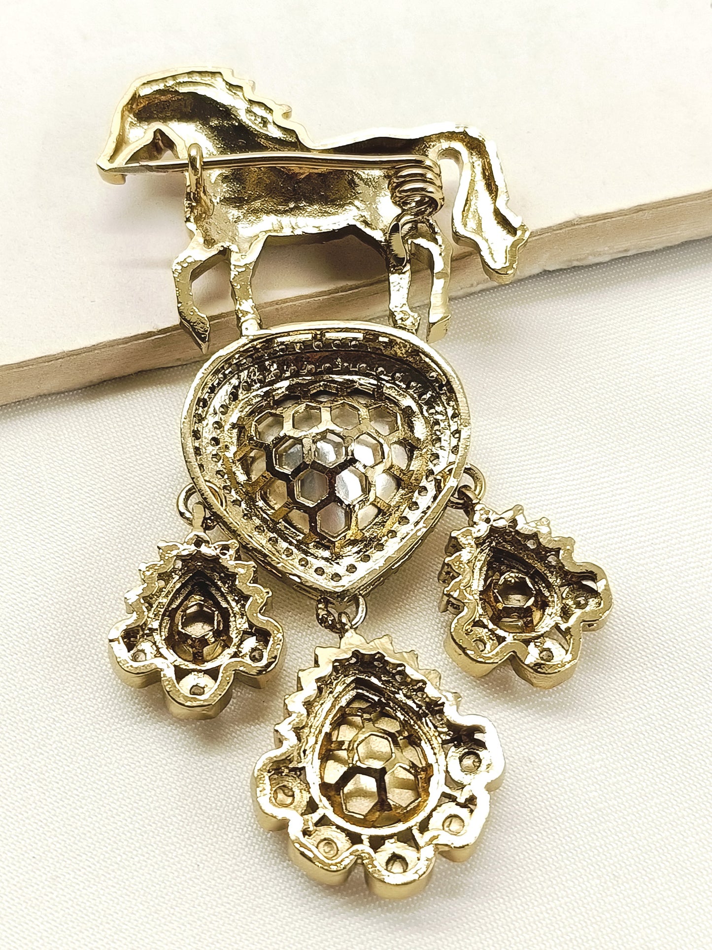 Poorav White Horse Brooch