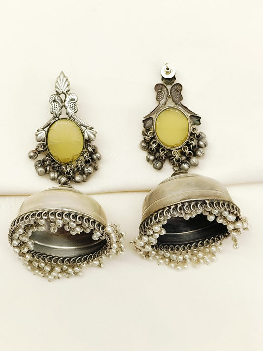 Aryahi Yellow Oxidized Jhumki