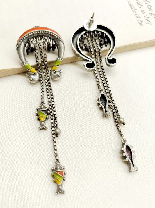 Anfisa Multi Colour German Silver Oxidized Earrings