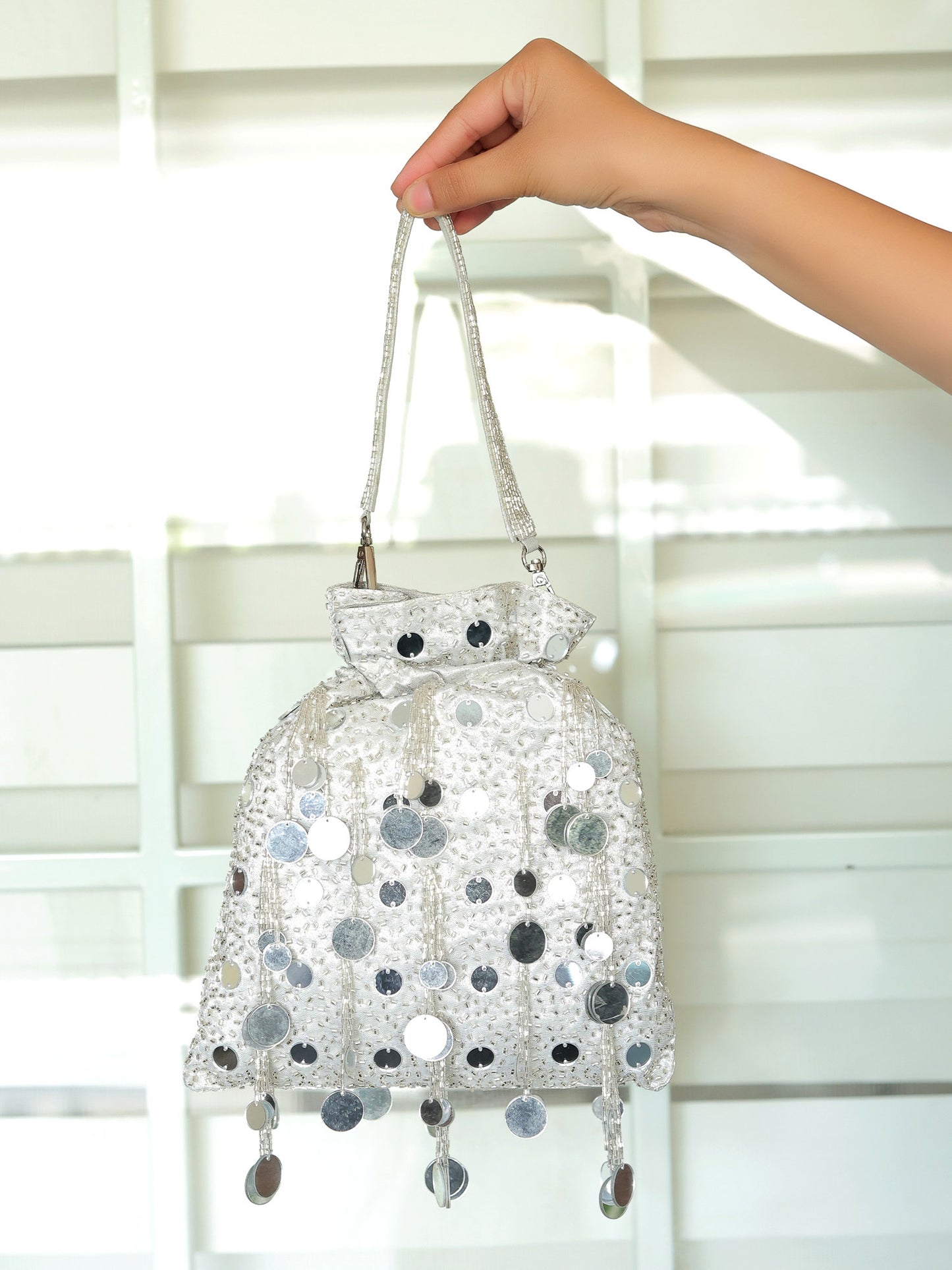 Agnes Silver Potli Bag