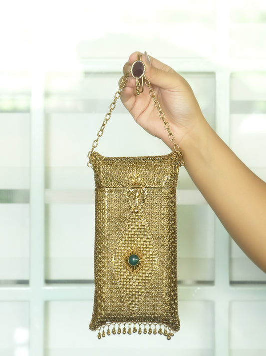 Saanvika Golden Mobile Pouch